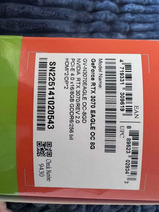 Видеокарта Gigabye RTX 3070 Eagle