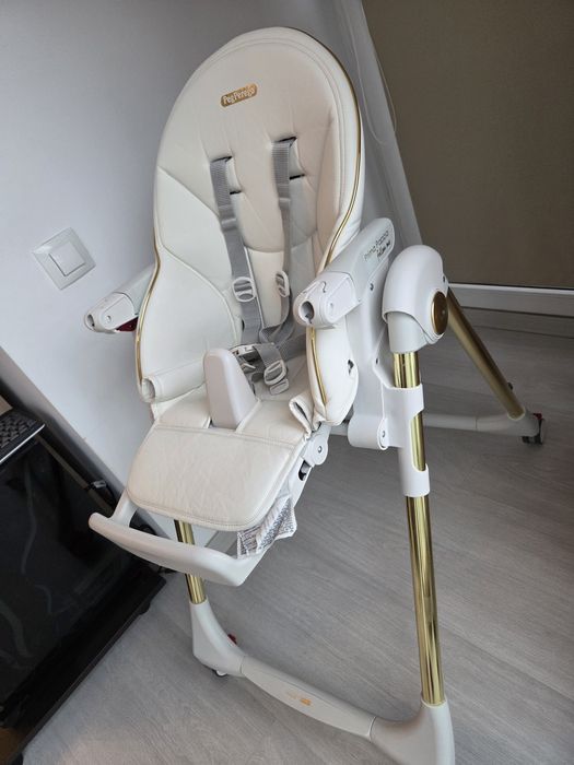 Scaun de masa 2in1 Peg Perego Prima Pappa Zero Follow Me, 0-15 Kg, Gold, Alb/Auriu