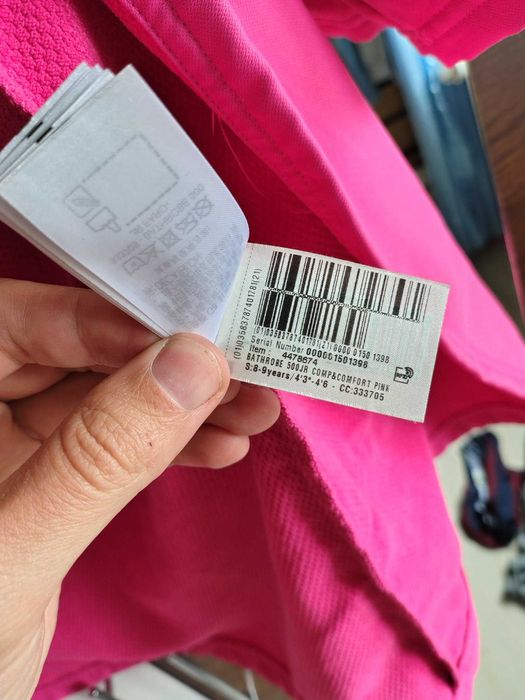 Halat de baie Nabaiji Dechatlon, Halat compact bumbac Roz Magenta Copii