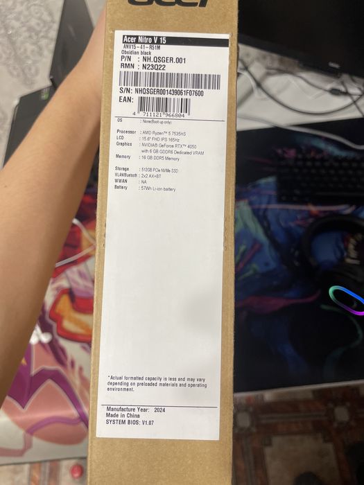 Acer nitro v15 rtx 4050 с гарантией