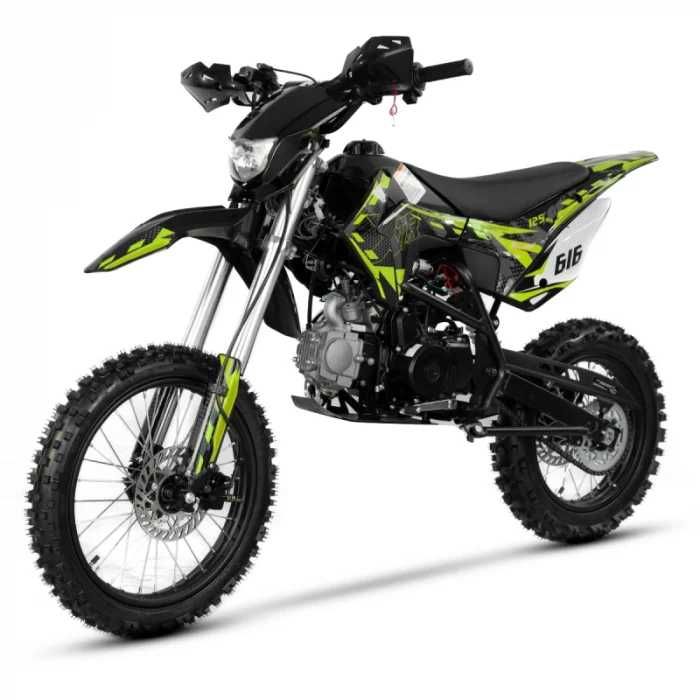 Motocicleta Cross/Enduro copii 4T XTR 616, 125cc, roti 17/14, pornire electric + pedala, culoare verde; rosu; albastru