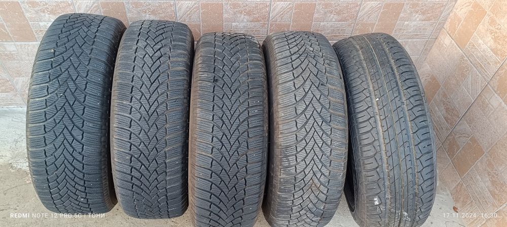 Зимни гуми Bridgestone 6мм.грайфер и резервна гума 195/65/15 WV 5x100