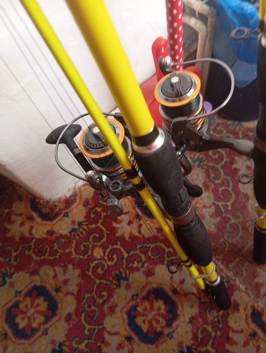2 Lansete Robinah Bolentino + Mulinete FL, 2,7m & 2,4m, Fir Energo Team Excalibur Carp