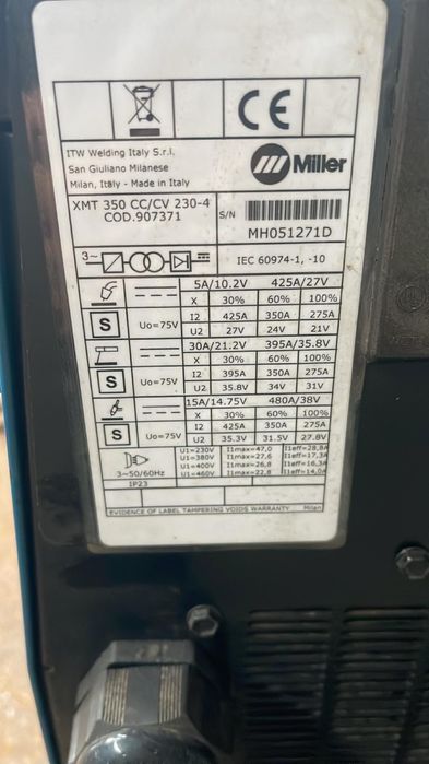 Aparat de sudură Miller XMT 350 CC/CV – profesional, invertor DC