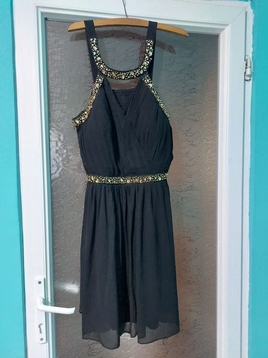 Rochie neagra matase eleganta