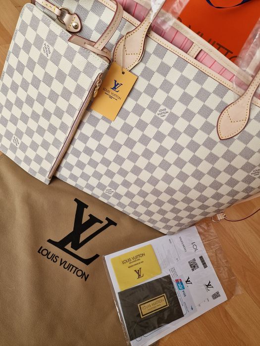 Geanta piele naturala model Neverfull,portofel atasat,saculet,certific