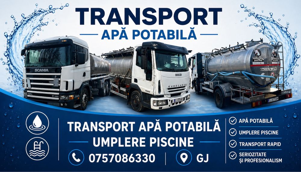 Transport apa umplere piscine /cisterna inox