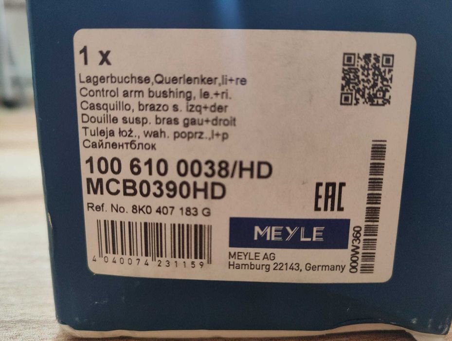 Bucse lagar brat suspensie MEYLE 100 610 0038/HD - Audi