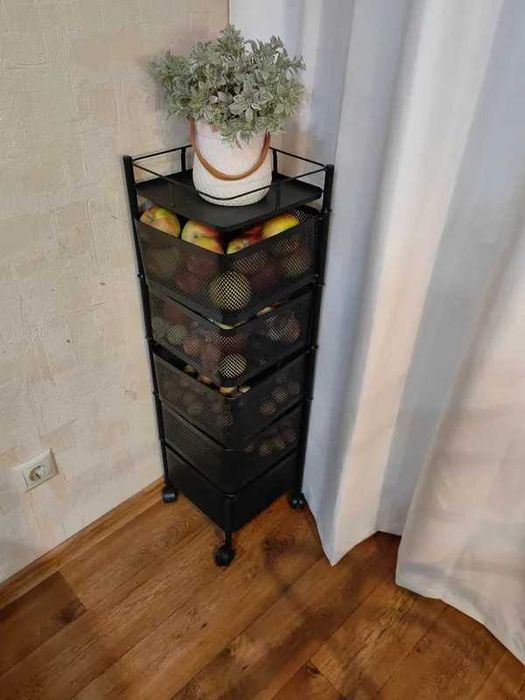 Этажерка для овощей и фруктов Этажерка напольная на колёсиках