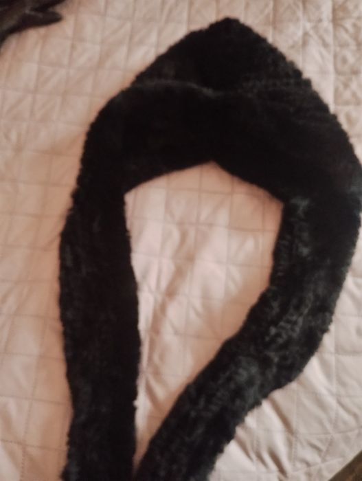 Кожена шапка тип качулка от заешка кожа