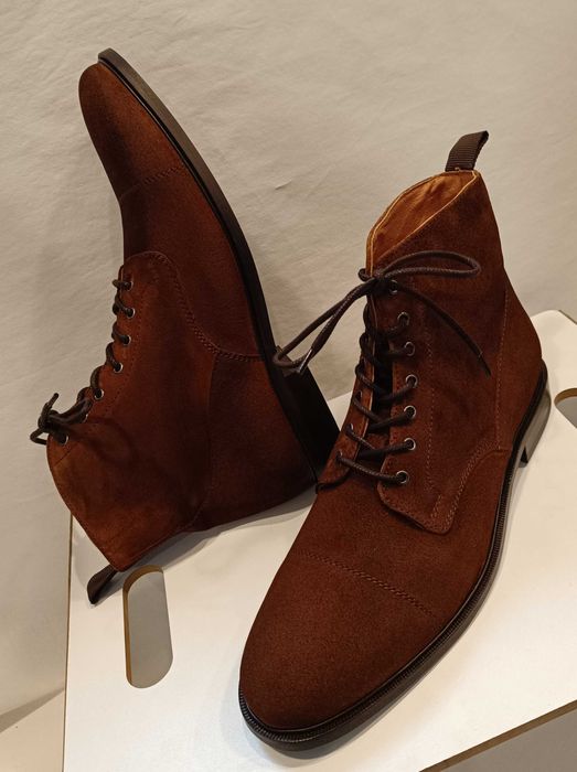 Ghete lace up 45 cap toe de lux Minelli Paris NOI piele naturala moale