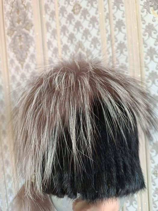 Шапка норка с чернобуркой!