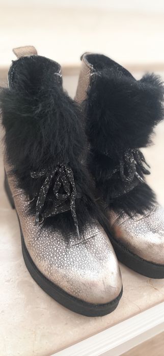 Botine din piele cu blana pentru femei/38