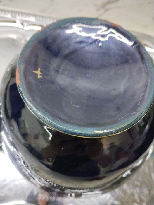 Голям чайник кобалт и злато