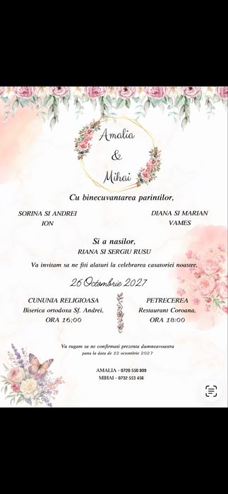 Invitatie digitala animata pentru nunta | RSVP + Google Maps