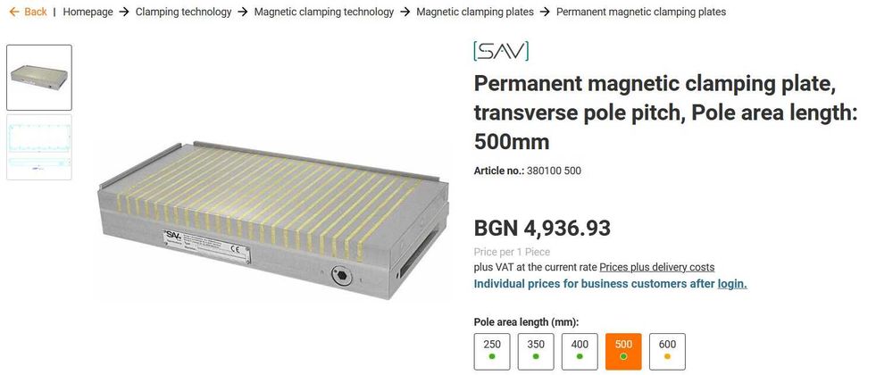 Магнитна маса за шлайф 500 мм