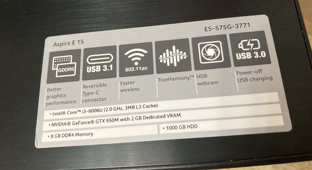 Продам Ноутбук Acer Aspire E15 E5-575G