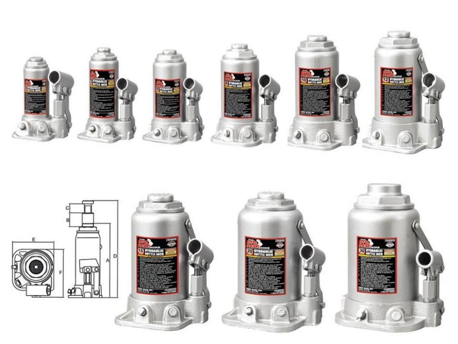 Крик хидравличен нископрофилен тип "Бутилка" от 2 до 50тона