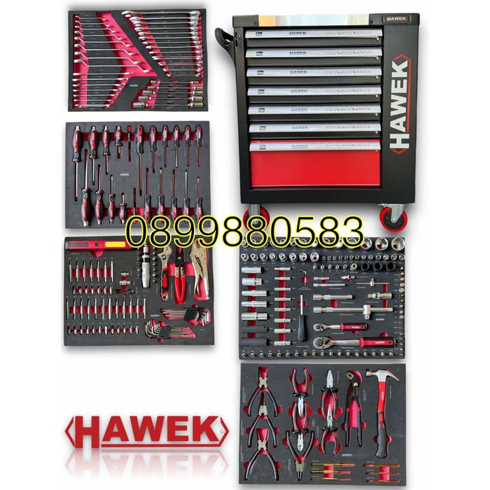 Шкаф с инструменти със 7 чекмеджета 5 пълни Hawek