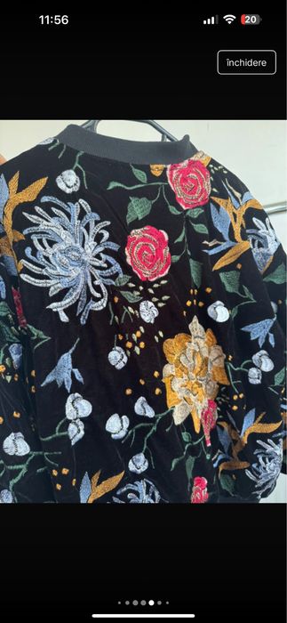 Geaca Mango brodata din catifea