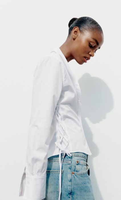 Вталена риза ZARA с връзки