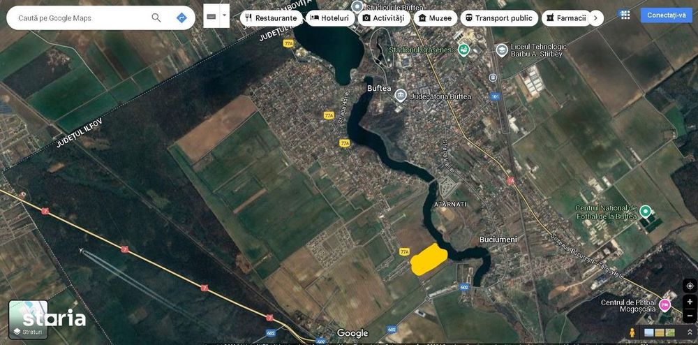 Teren pentru proiect de case in Buftea, cu deschidere la lacul Buciume