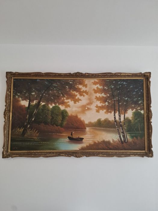 Tablou pictat, semnat panza, ulei 160X92cm