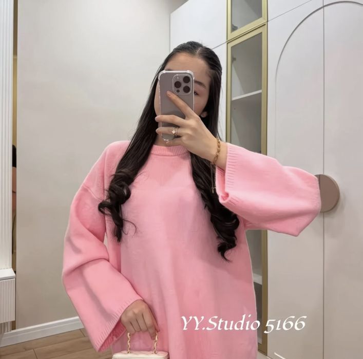 Кофта розовая оверсайз