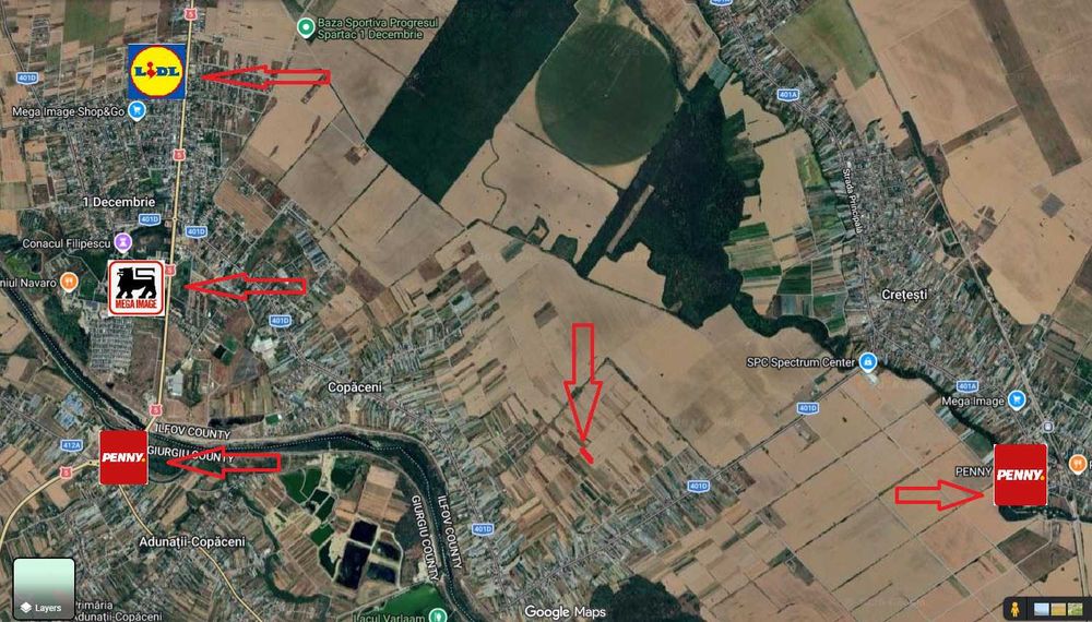 Teren intravilan de vanzare, 1000mp, in comuna Copaceni, Ilfov