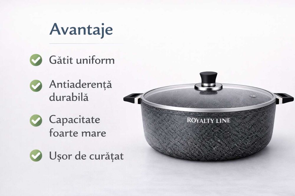 Oala din aluminiu turnat cu acoperire marmura 44 cm Royalty Line