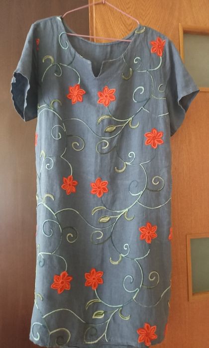 Rochie din in, albastru