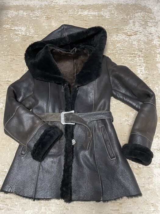 Haina de piele si blana naturala 100%