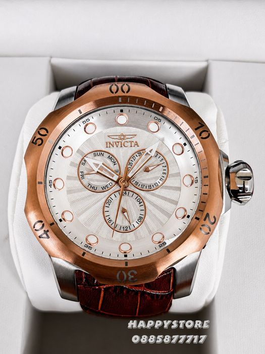 INVICTA Venom Brown leather 52 mm, Инвикта нов мъжки часовник