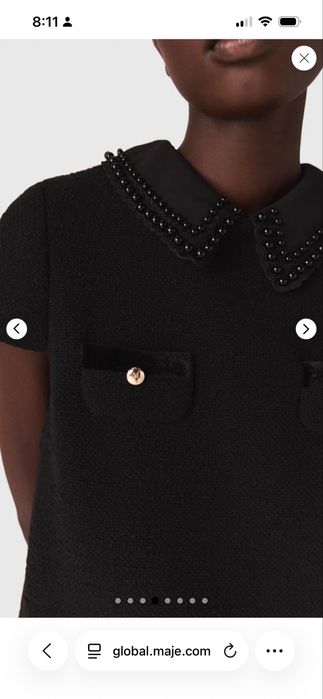 Maje рокля букле със златисти емблематични копчета 2025-26 зима