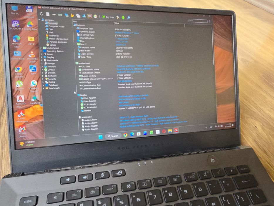 Laptop Gaming ASUS ROG Zephyrus G14 GA401 - Ryzen 7 4800HS / GTX 1650