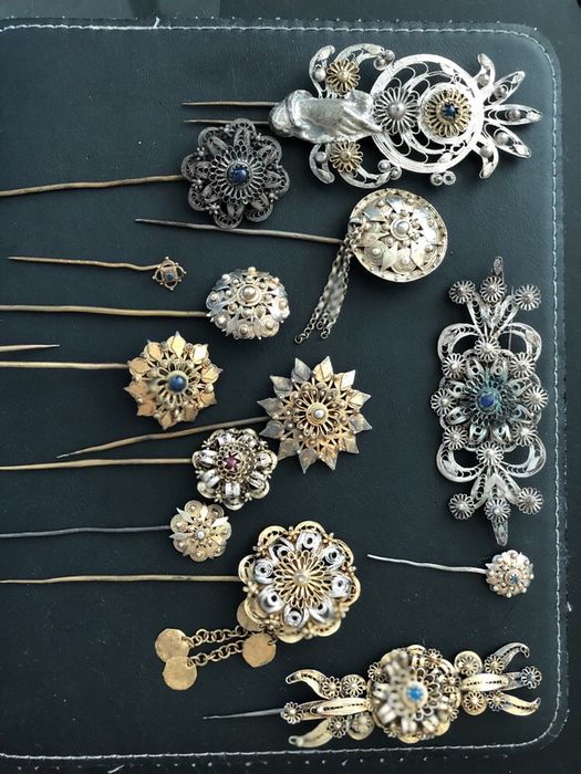 Сребърни накити с позлата-царски игли