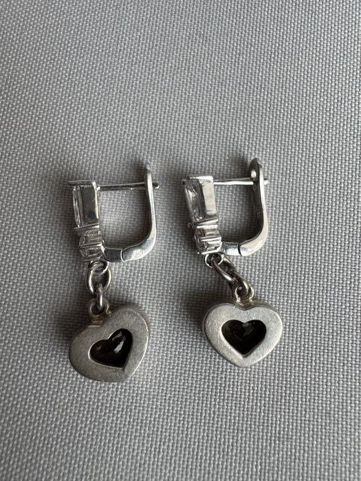 Cercei din argint, cuart fumuriu si cubic zirconia