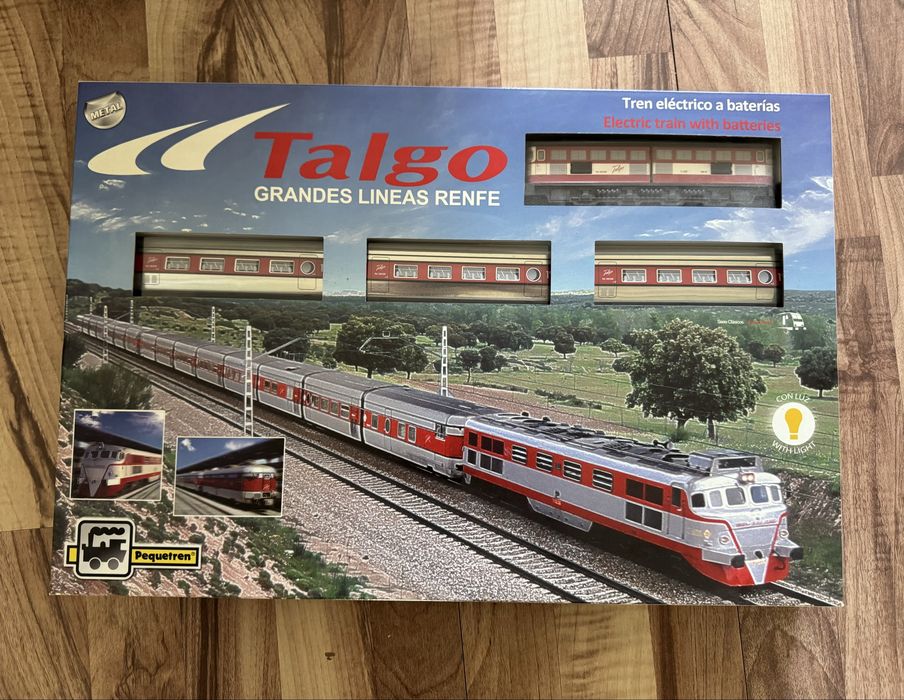 Set tren metalic Pequetren Talgo 508 + șine – nou, în cutie
