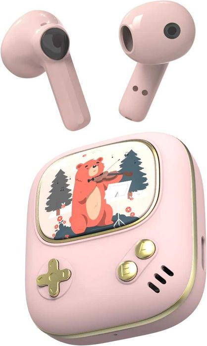 Забавни артистични детски безжични Bluetooth слушалки, розови, лилави