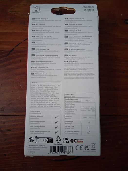 Incarcator hama auto iphone