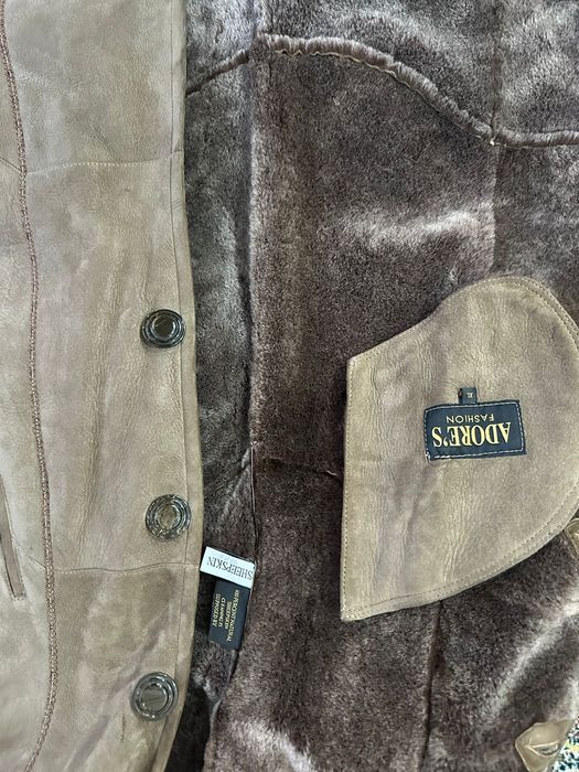 Дублёнка с норковым воротником и манжетами