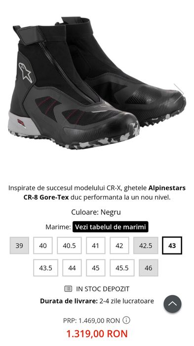 Ghete Alpinestars CR-8 Gore-Tex