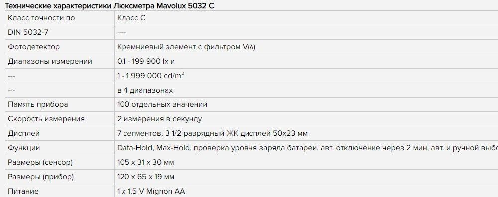 Профессиональный люксметр