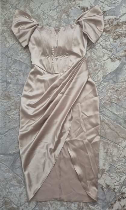 Rochie de ocazie, midi, din satin, S-M
