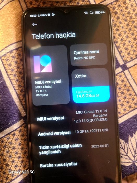 Redmi 9c nfs 3gb ram 32tashqi xotira