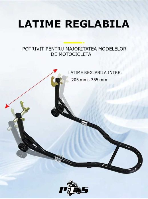 Stander de motocicleta spate universal include 2 tipuri de adaptoare