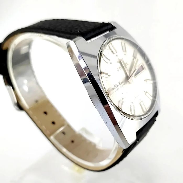 VINTAGE JOVIAL DE LUXE DAY-DATE 21 j. Мъжки механичен часовник с ръчно навиване, работещ, с нова кожена каишка.