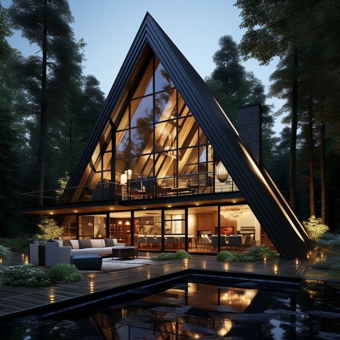 A-frame дом с панорамными окнами под ключ