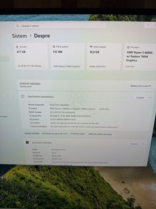 Sistem Desktop PC Ryzen 5 8600G 16g D5 512g nVme Radeon 760m