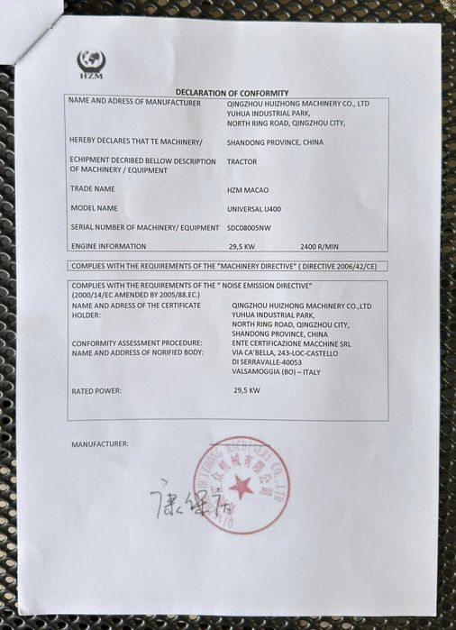 Tractor Macao Universal U400